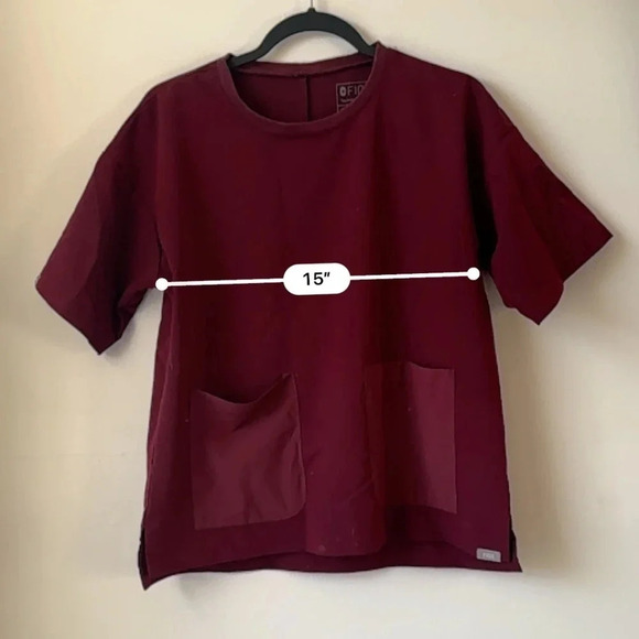 Figs Scrubs | Women's Nurse Scrub Top Burgundy Maroon Top, Size Small - Picture 3 of 4
